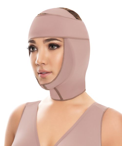 Faja de alta compresión para rostro, mentón y cuello postquirúrgica