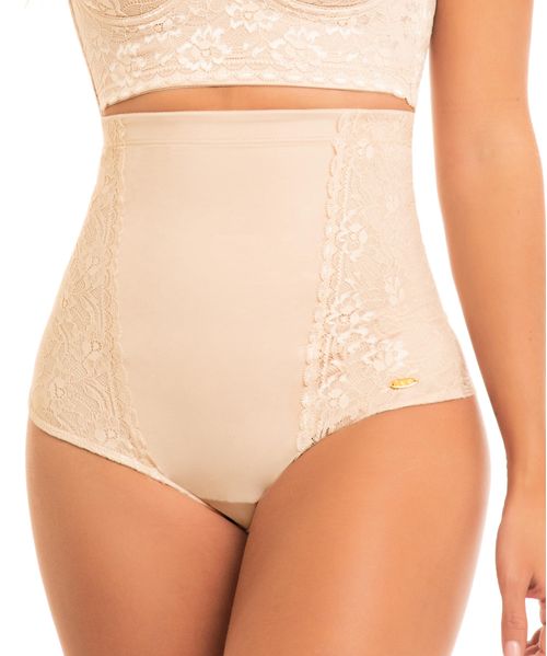 Panty alto con control de abdomen y encaje en glúteos
