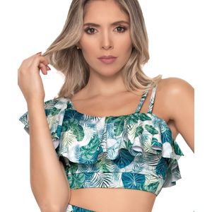 Top de vestido de baño con boleros y control de abdomen alto
