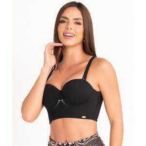 Top vestido de baño con realce de busto y control de abdomen