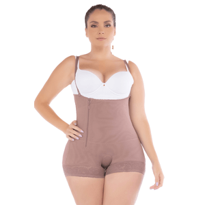 Faja tipo cachetera strapless postquirúrgica con cierre lateral y compresión abdominal