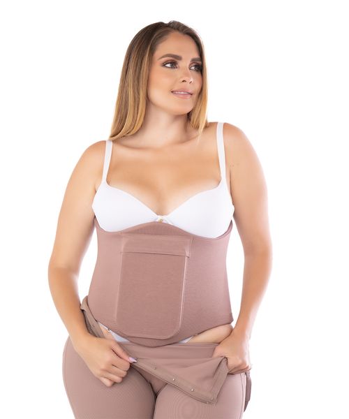 Faja postquirúrgica abdominal con espuma y soporte ajustable