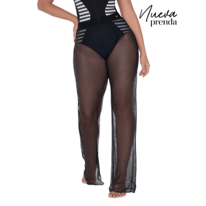 Pantalón playero suelto con control de cintura y protección UV