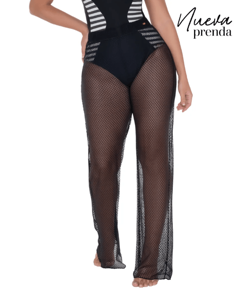 Pantalón playero suelto con control de cintura y protección UV